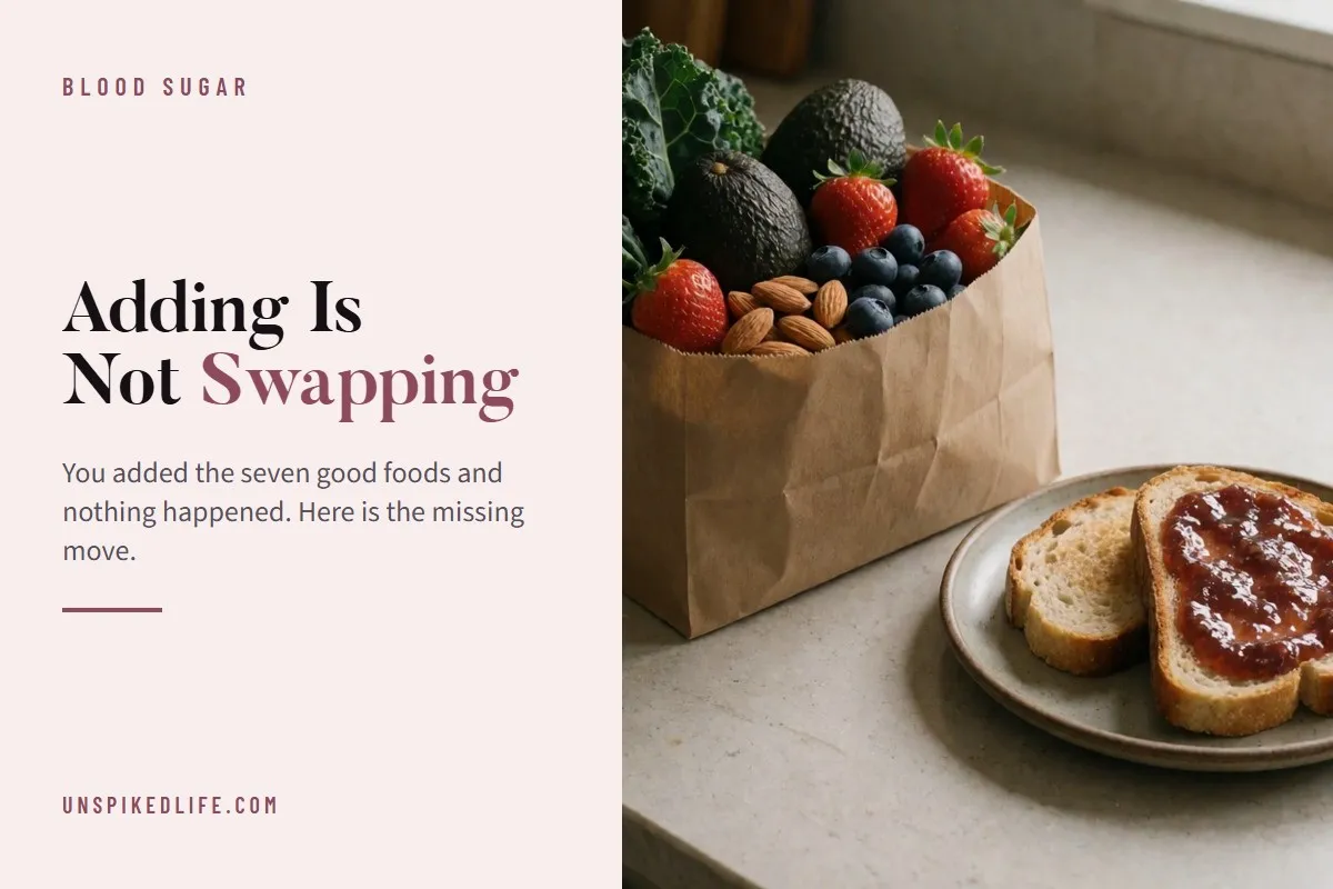 Adding Is Not Swapping. Seven good foods in an unchanged week is a shopping list.