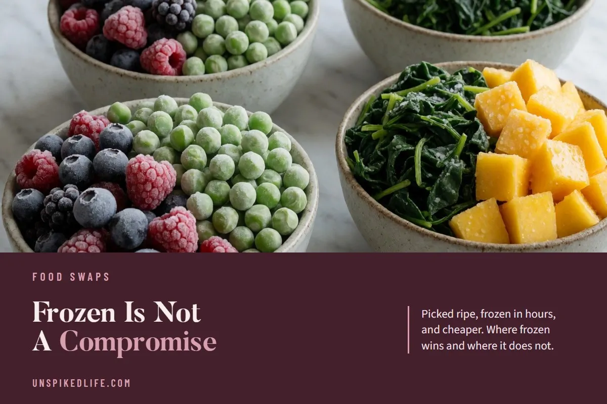 Frozen Is Not A Compromise. Picked ripe, frozen within hours, and cheaper than fresh.