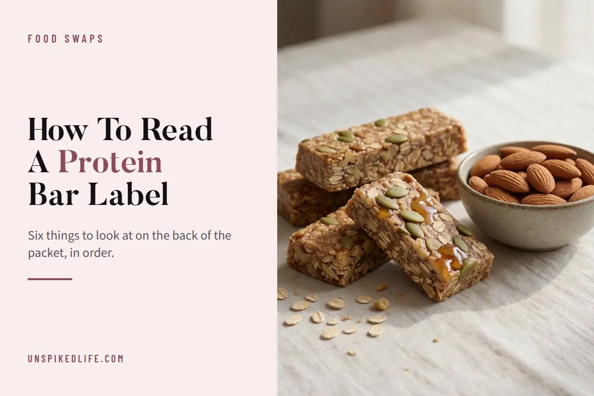 How To Read A Protein Bar Label. The front of the packet is advertising. The back is information.