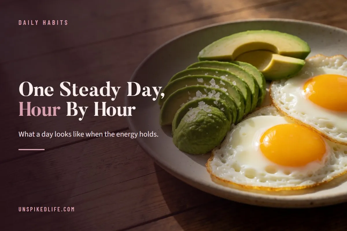 One Steady Day, Hour By Hour. Two hours do most of the work, and the rest is not urgent.